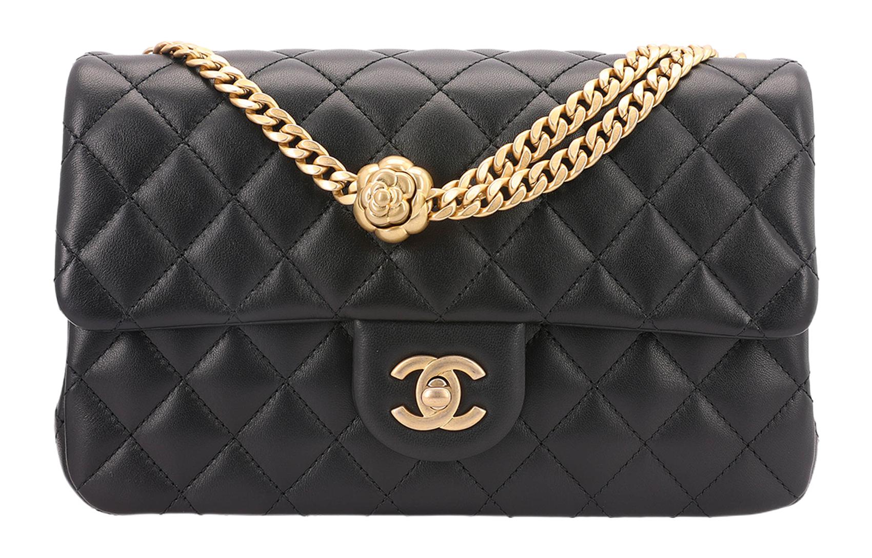 

CHANEL Сумка через плечо из овчины, женская, черная, Trumpets