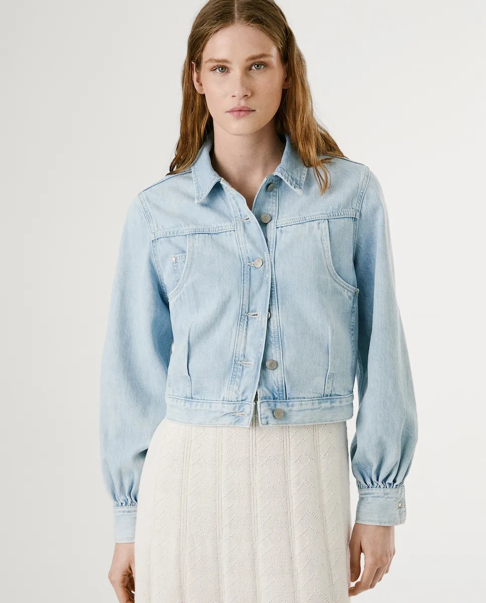 

Женская ковбойская куртка с буффами на рукавах Pepe Jeans, светло-голубой, Синий, Женская ковбойская куртка с буффами на рукавах Pepe Jeans, светло-голубой