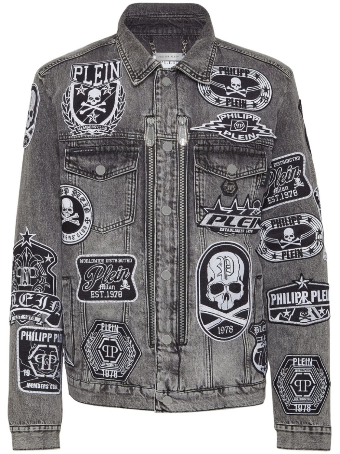 

Philipp Plein джинсовая куртка на молнии, серый