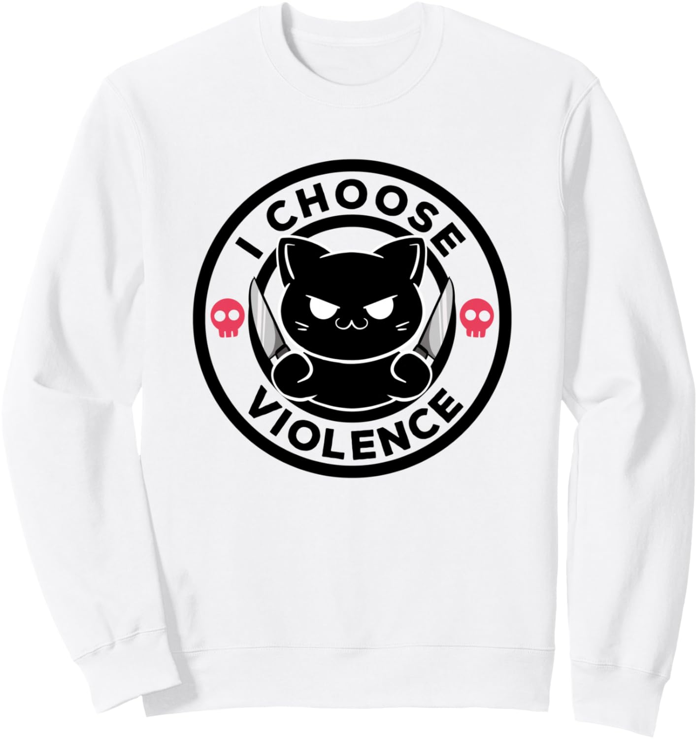 

Сегодня я выбираю насилие. Забавная толстовка с котом, полная иронии и сарказма Choose Violence Today Anime Cat Sarcastic Kitty, белый