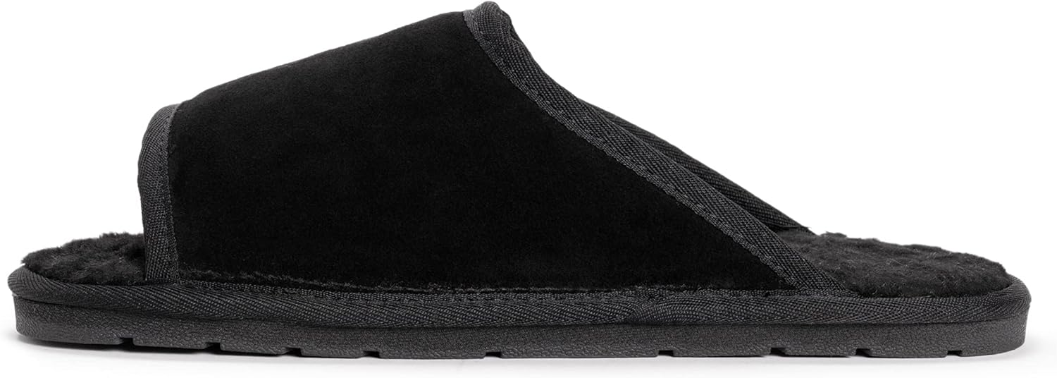 Мужские кожаные изделия MUK LUKS от Muk Luks Мужские тапочки Topher с открытым носком, Ebony — фото 4