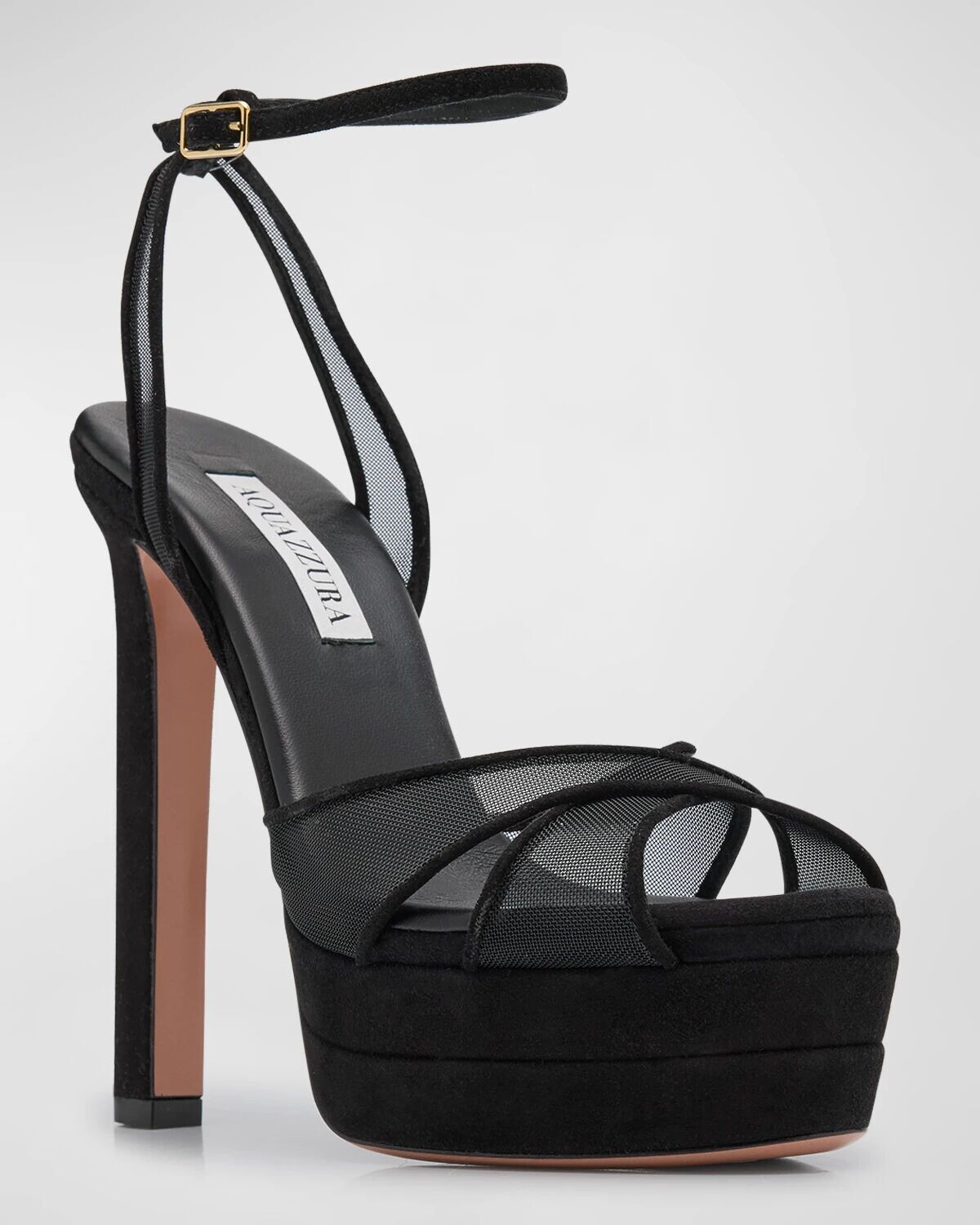 Сандалии Divine Mesh на платформе с перекрещенными крестиками Aquazzura, цвет Black — фото 2