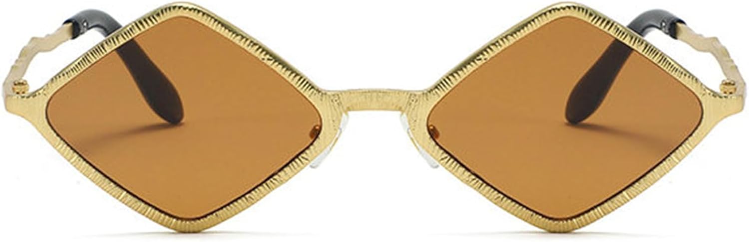 

Женские солнцезащитные очки Helena Rhombus Punk, золотистые, модель 2025, роскошная металлическая оправа, многоугольные, винтажные, маленькие, с защитой от УФ-излучения UV400, C2