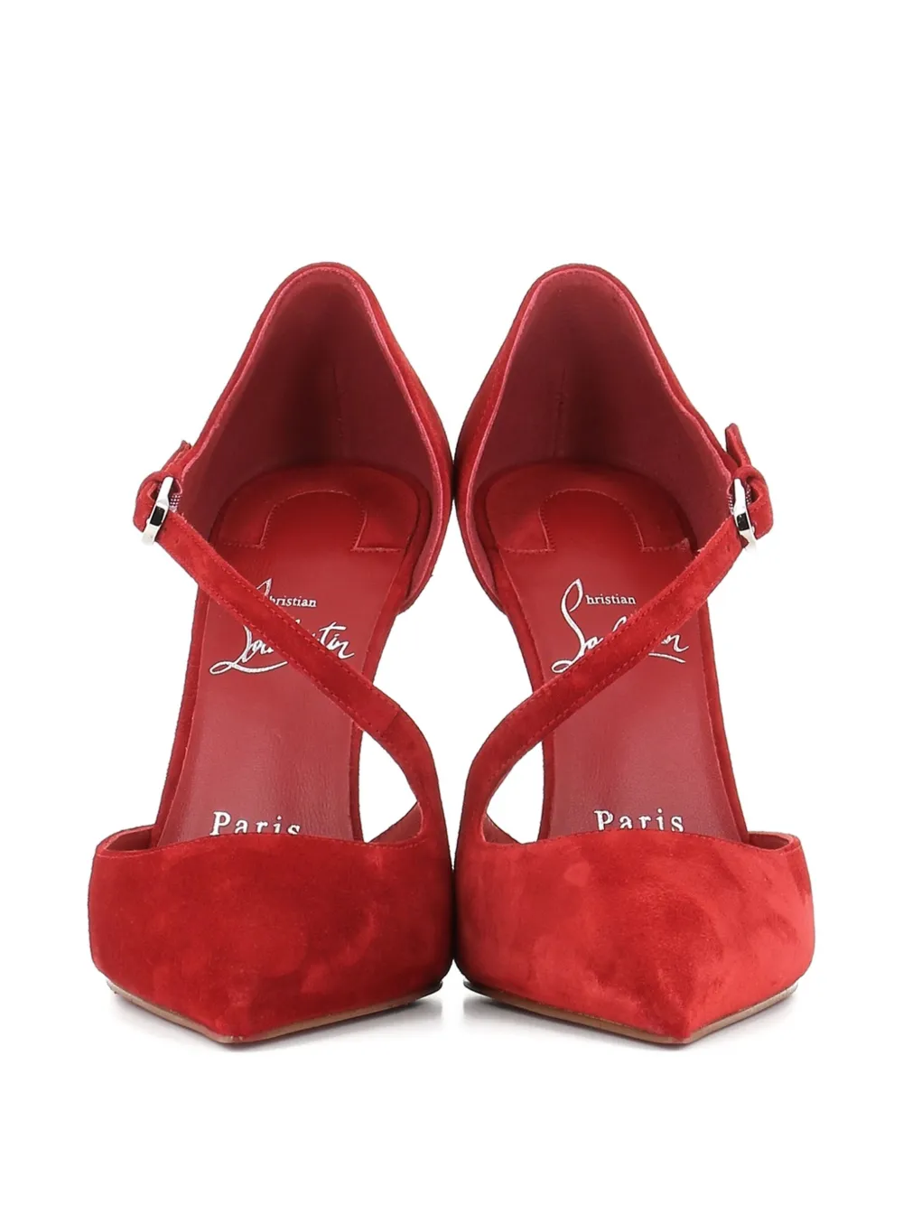 Туфли-лодочки Miss Ziggyta из замши на каблуке 100 мм Christian Louboutin, красный — фото 3