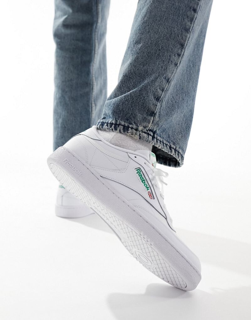 Reebok - Club C 85 - бело-зеленые кроссовки с логотипом — фото 3