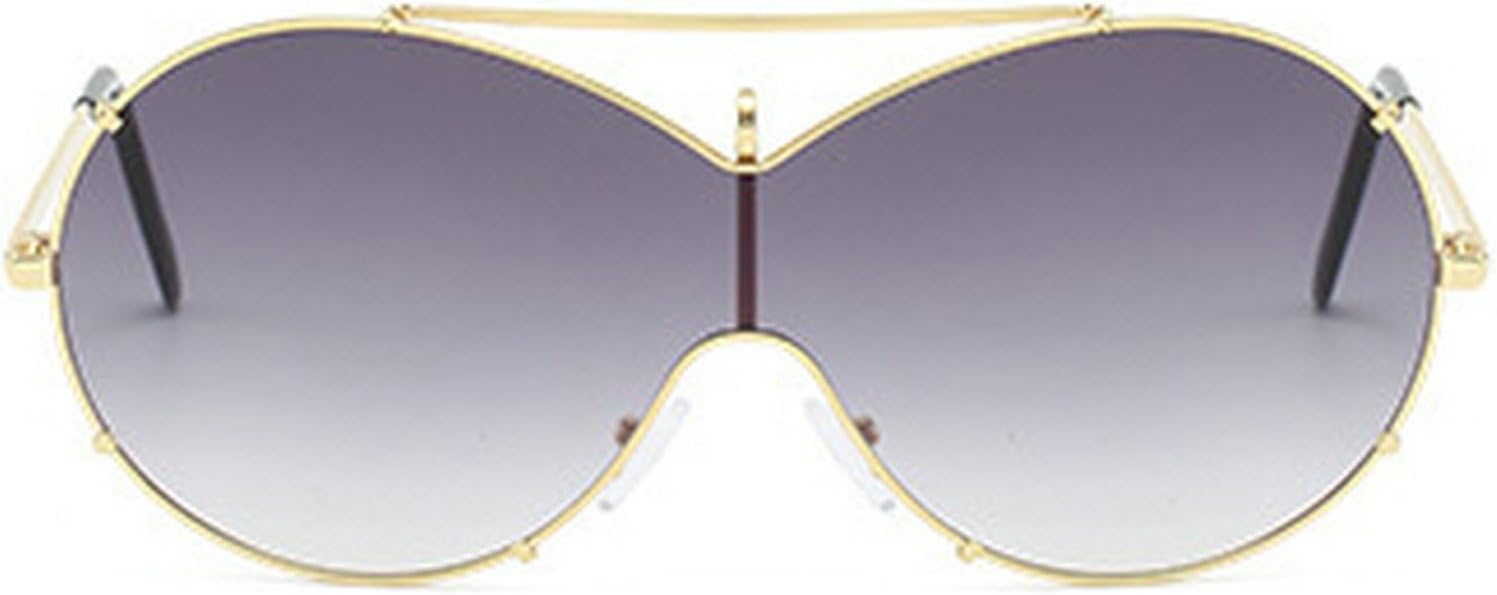 

Большие солнцезащитные очки-пилот для женщин, модные, в крупной оправе, цельные, солнцезащитные очки-маска, стильные, в металлической оправе, овальной формы mincl, Gold Gray