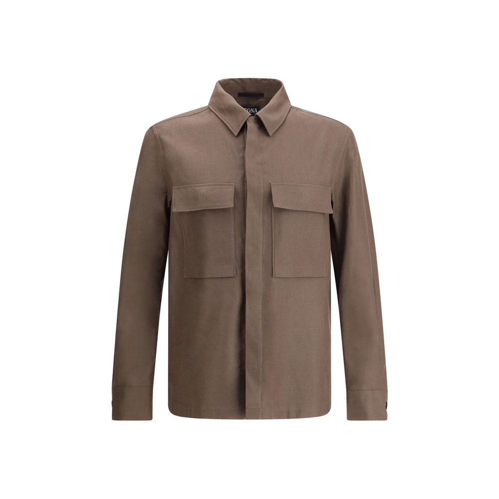 

Мужская куртка из льняной рубашки ZEGNA, коричневый