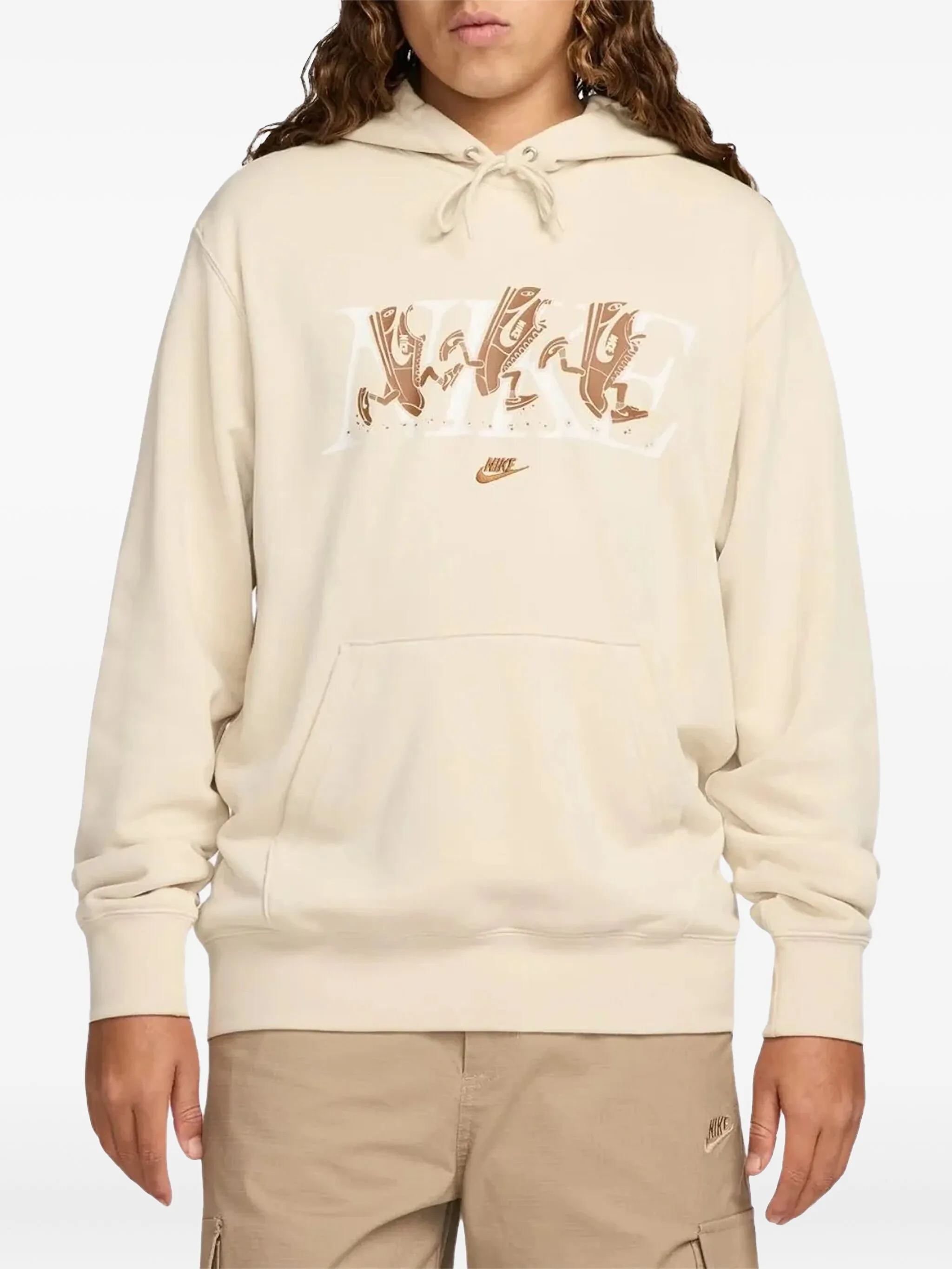 

Худи с графичным принтом Nike, бежевый