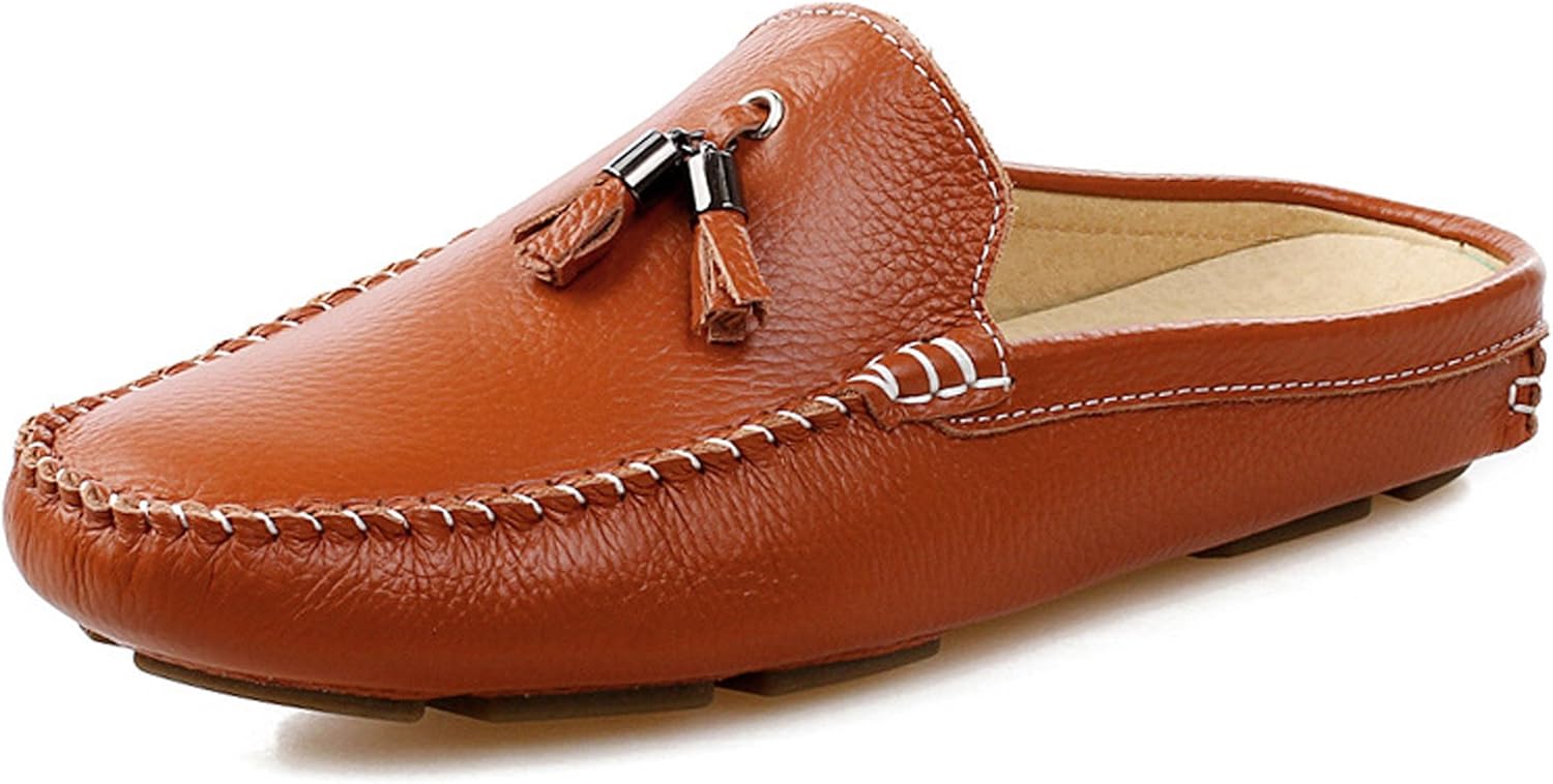 

Мужские тапочки-мюли Santimon с кисточками, кожаные, удобные, на процесс легкого надевания, повседневные лоферы, коричневый