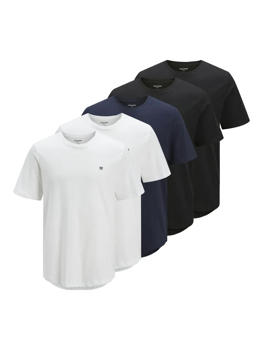 

Рубашка с круглым вырезом Jack & Jones "JPRBLABRODY TEE SS CREW NECK 5PK MP", цвет White Pack:W. 2 X White + 2 X Black + 1Navyblazer