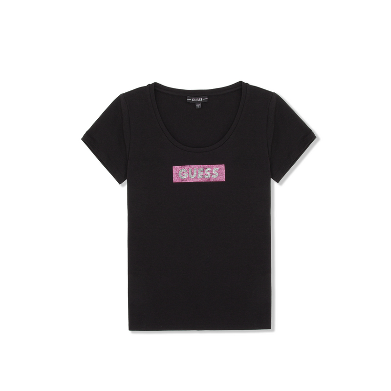 

Футболка женская с низким круглым вырезом Moderate GUESS, jblk-черный