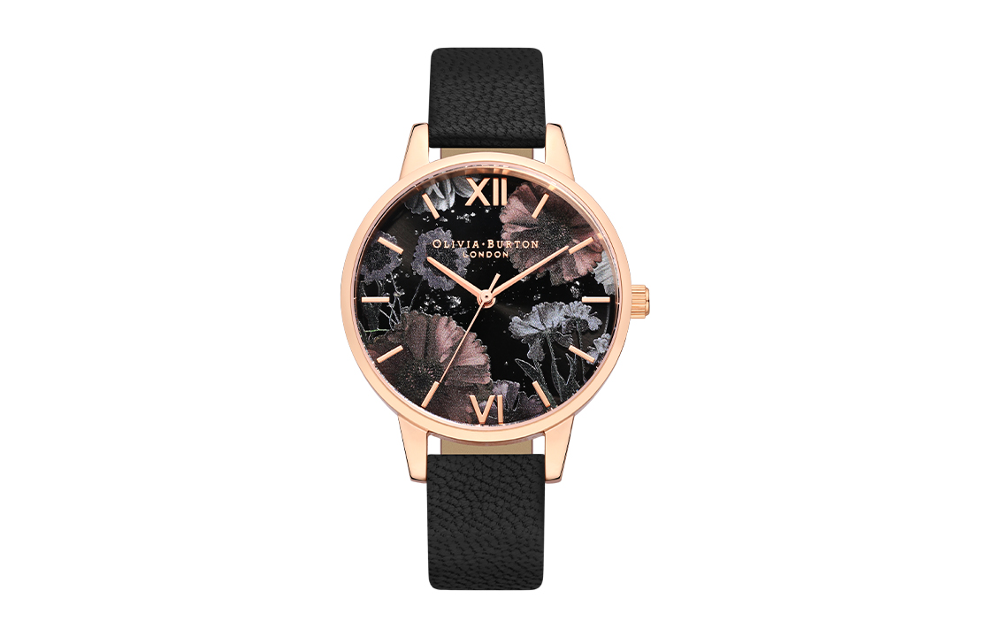 

OLIVIA·BURTON Часы Star Collection Wrist Watch Quartz Movement Genuine Leather Strap Black Dial Women's Watch, OB16GD22