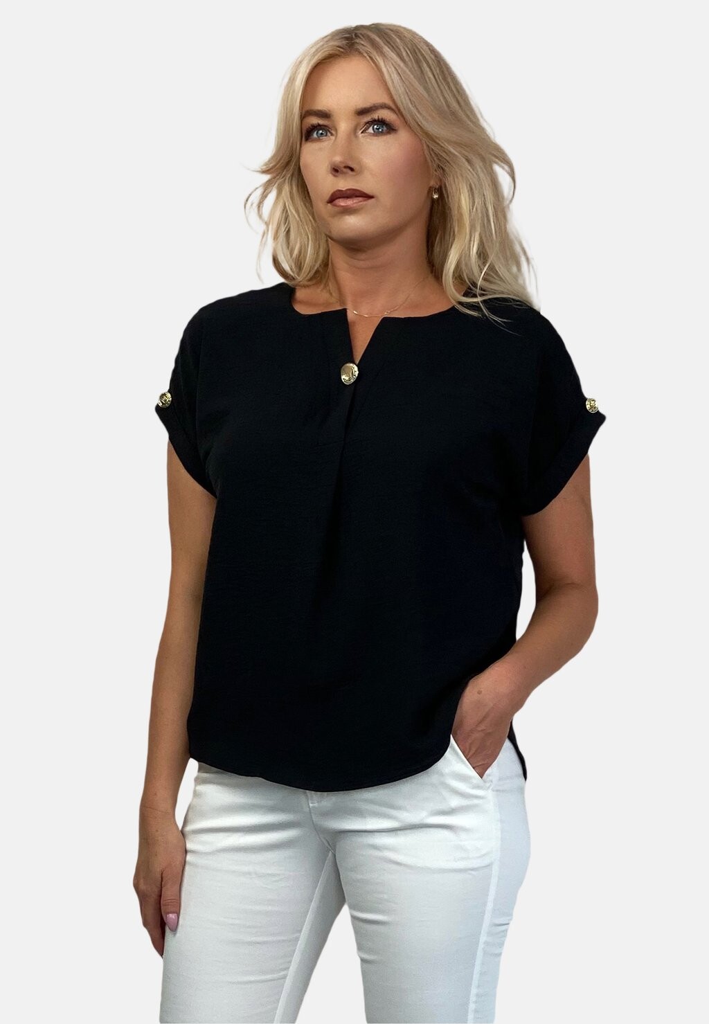 

Блузка WITH BUTTON REGINA FASHION, цвет black