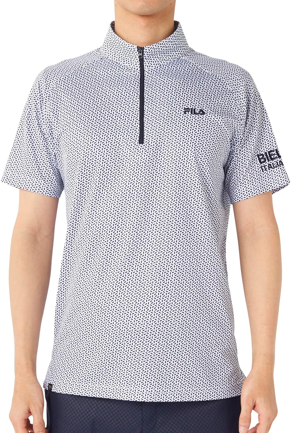

Мужская футболка Fila Golf 745608 с коротким рукавом и молнией до середины груди, теплоизоляция, защита от перегрева, защита от УФ-излучения, белый