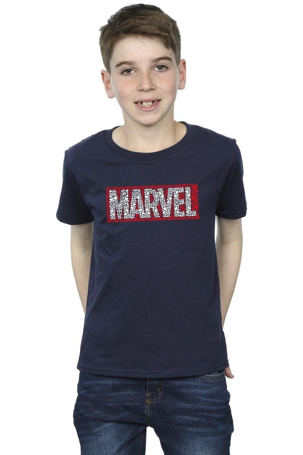 

Футболка с логотипом Comics Hearts Marvel, темно-синий
