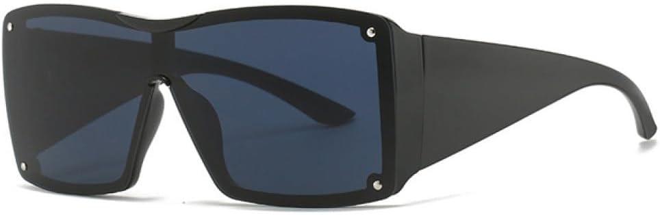 

Большие женские солнцезащитные очки, цельные очки с градиентным зеркальным покрытием, ретро-очки с заклепками, мужские солнцезащитные очки с широкими дужками generic, Black Gray