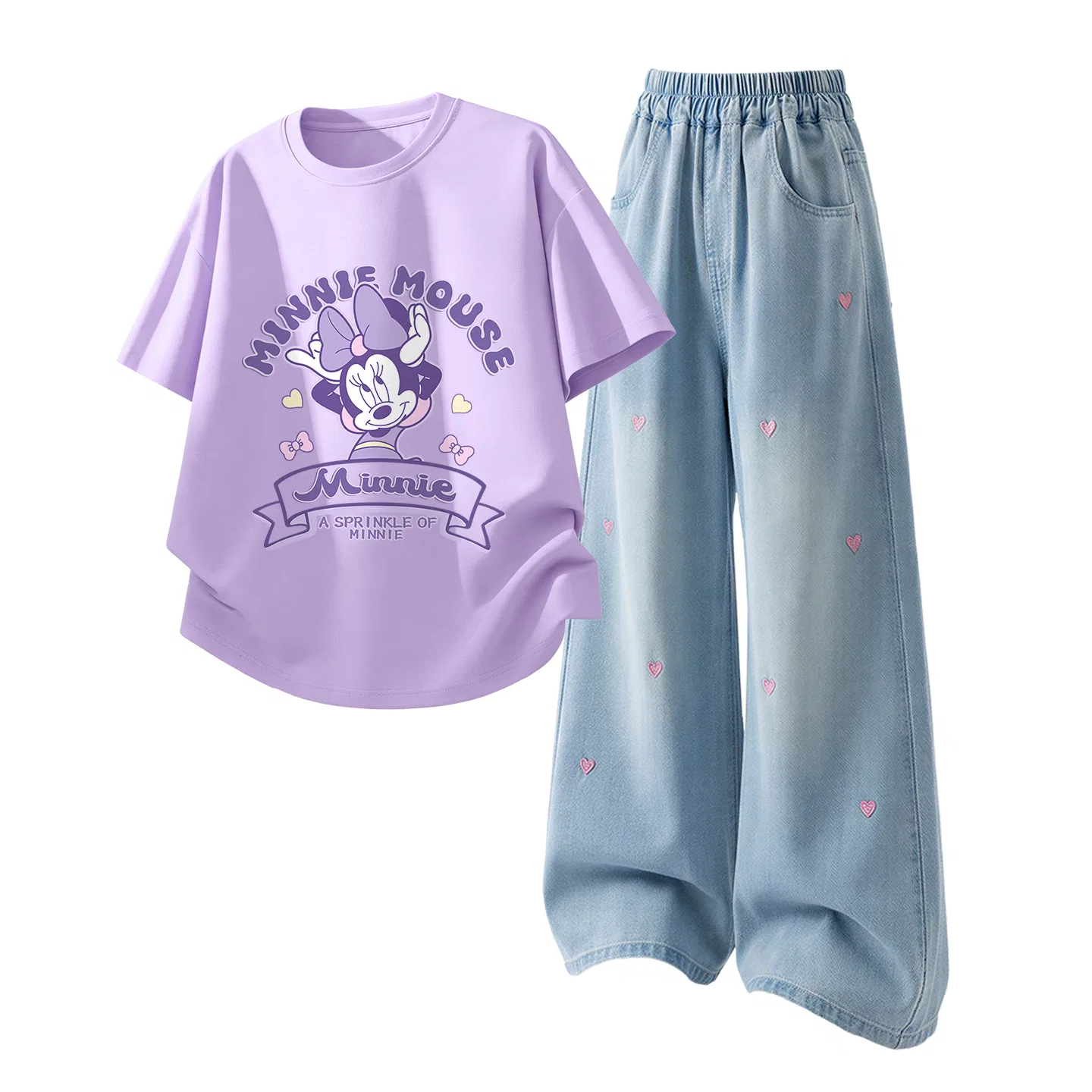 Детский спортивный костюм Casual Sportswear 2 Piece Set Disney, Daisy K Ivory White+Solid Color Denim Light Blue — фото 4