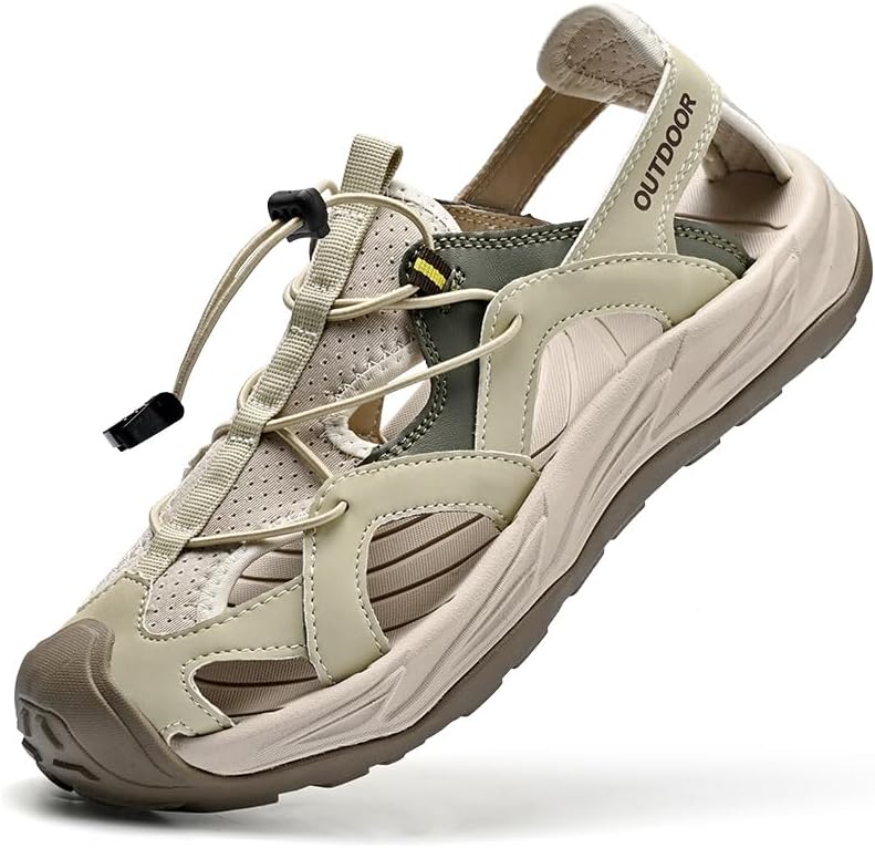 

Мужские сандалии для походов, спортивные сандалии с закрытым носком, летние пляжные водные туфли, кожаные сандалии типа «рыбак» для мужчин Tsuukuie, Sand