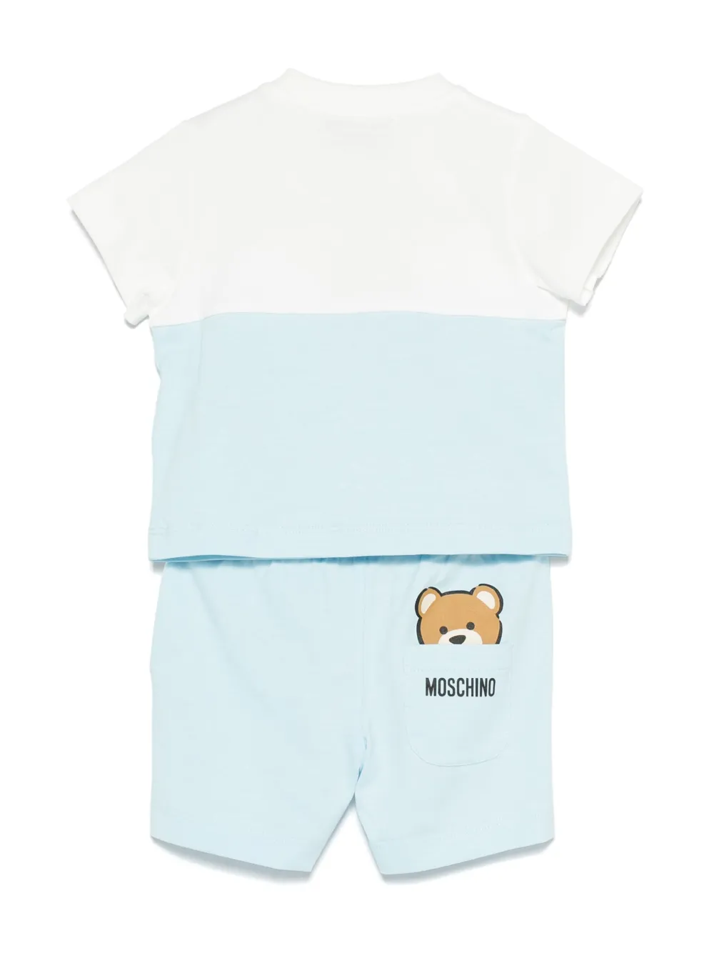 Комплект из футболки и шортов с логотипом Moschino Kids, белый — фото 2