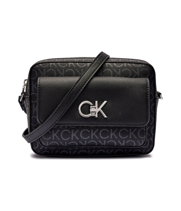 

Сумка-мессенджер женская Calvin Klein с внешним карманом и монограммой, черный
