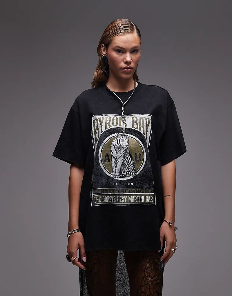 

Футболка свободного кроя ASOS DESIGN Byron Bay черного цвета