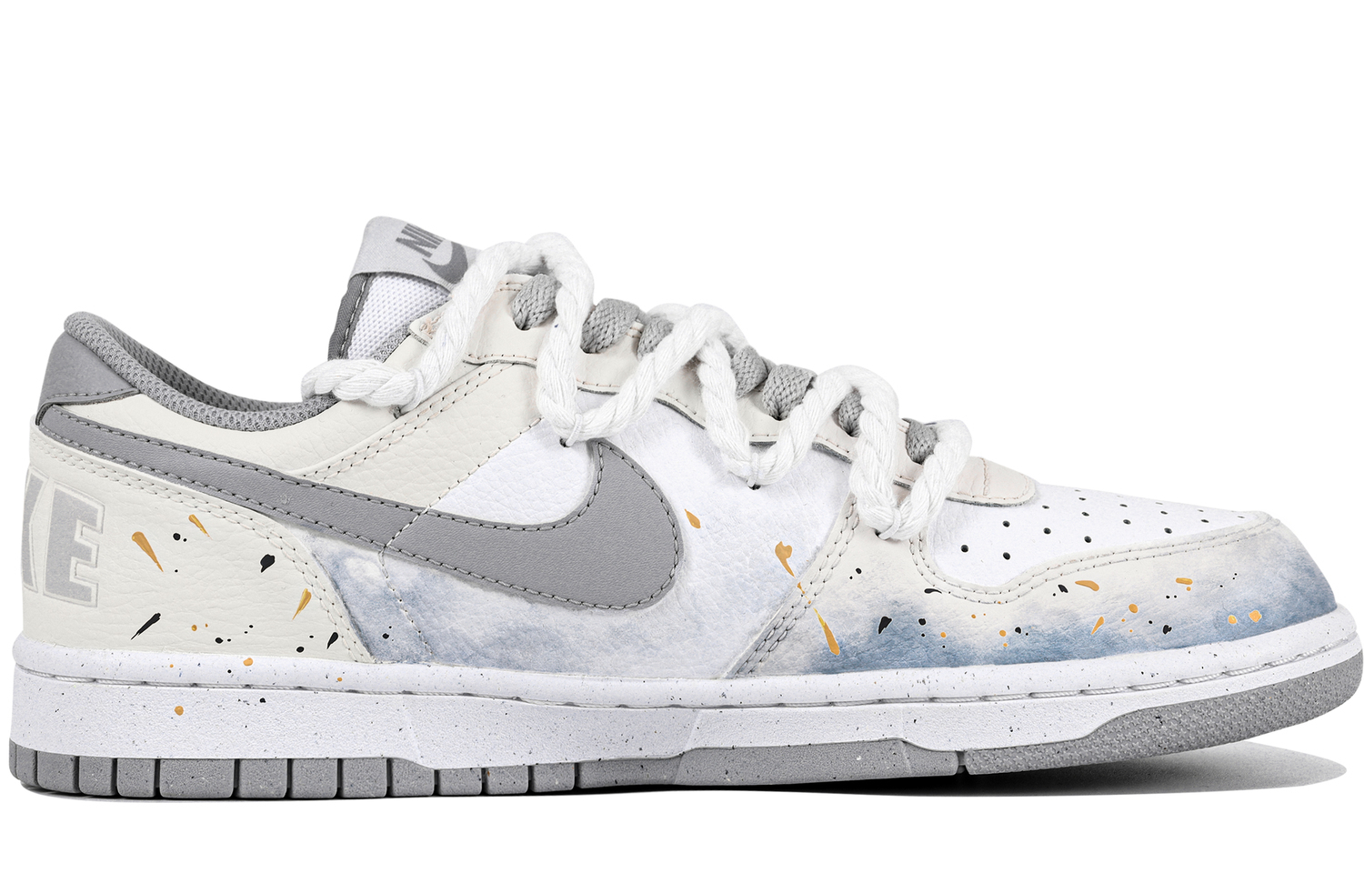 

Большие скейтборд кроссовки мужские low top gray Nike, белый/синий/золотой