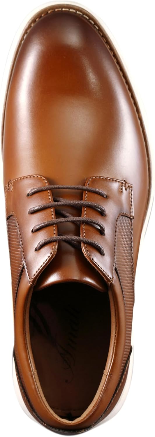 Мужские повседневные туфли Amali на подскоке - лоферы для мужчин, Cognac Lace-up (Alec) — фото 3