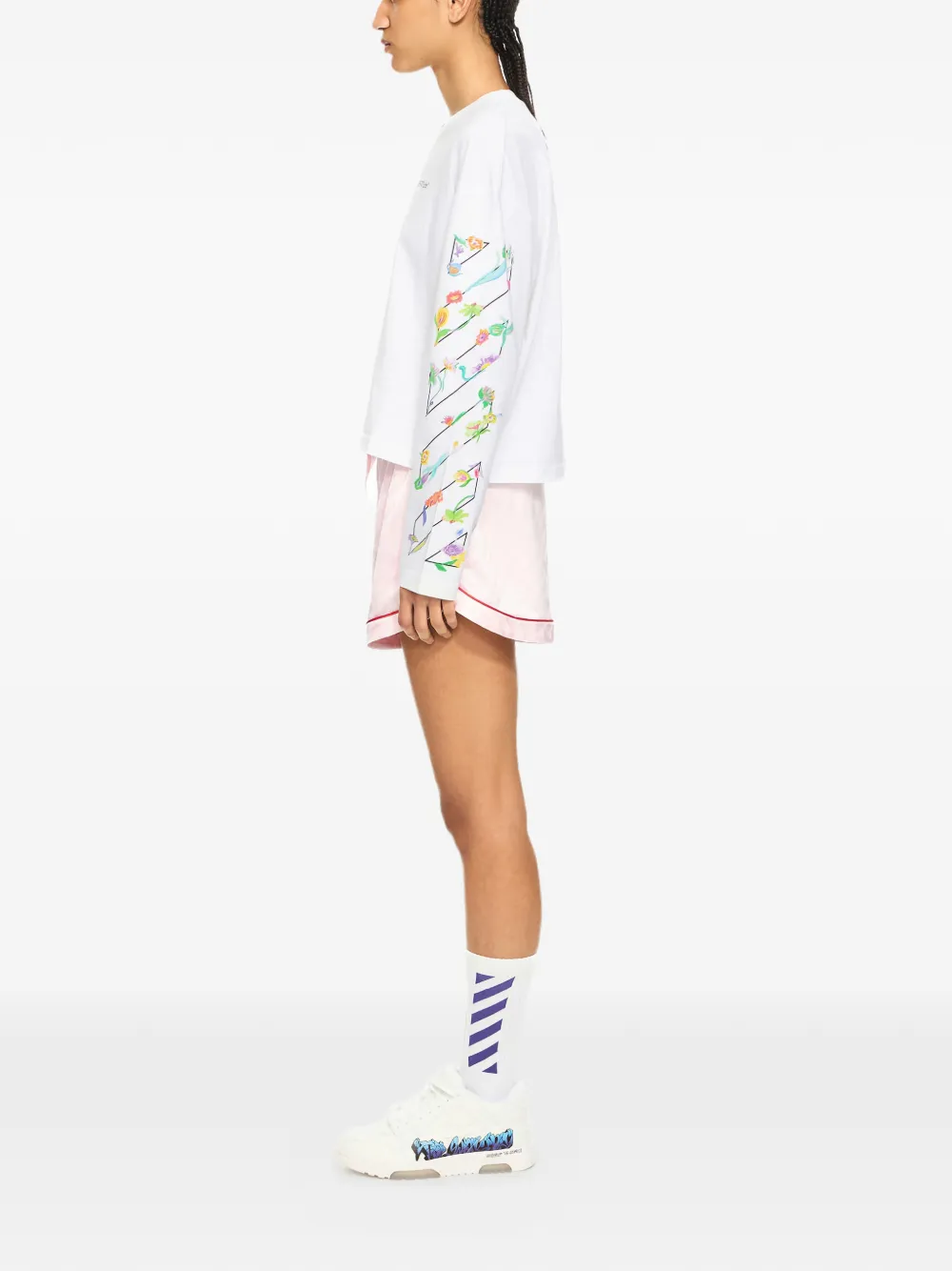 Футболка с светящейся цветочной аппликацией Off-White, белый — фото 2