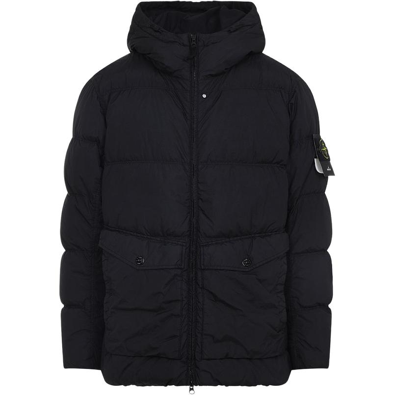 

STONE ISLAND Толстовка с капюшоном на молнии с нашивкой логотипа, Black