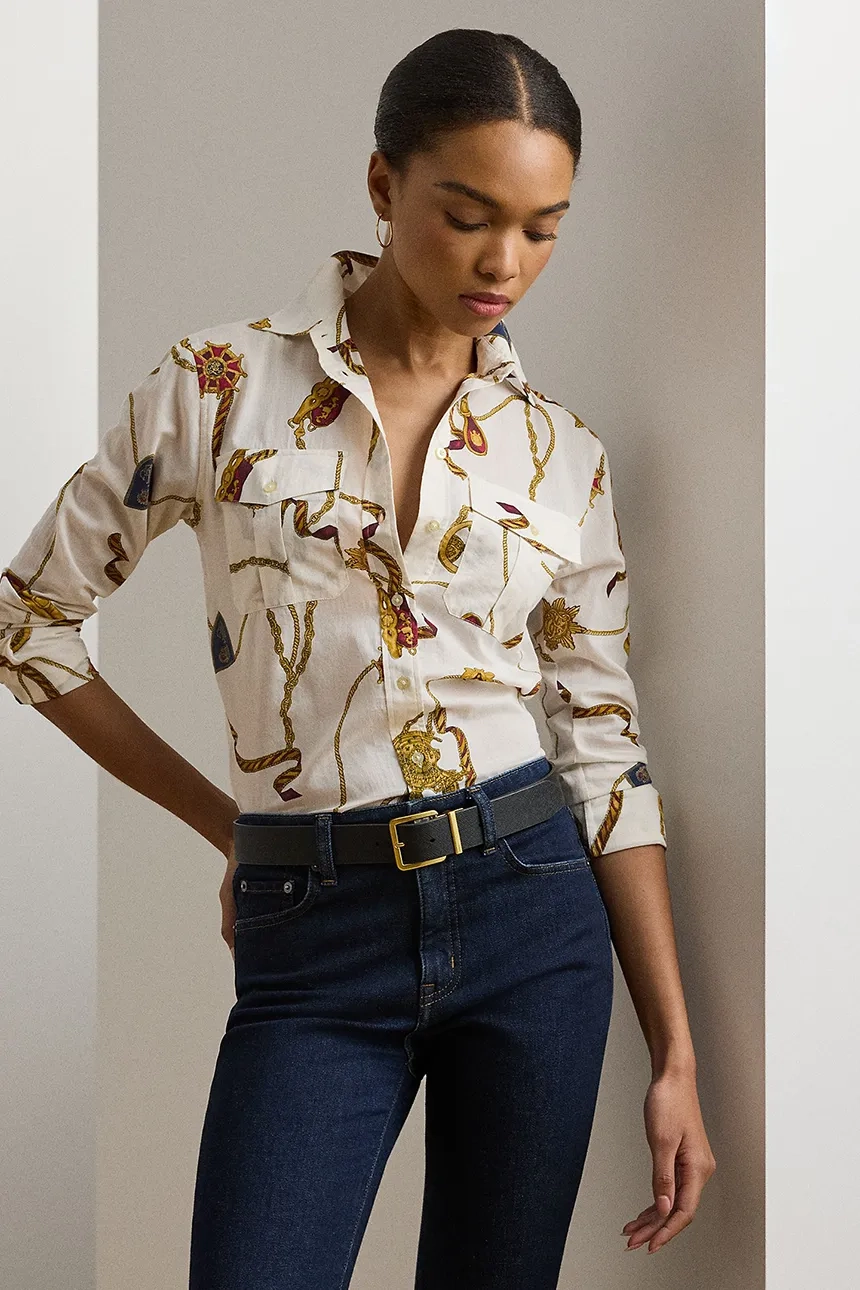 

Хлопковая рубашка Lauren Ralph Lauren, белый