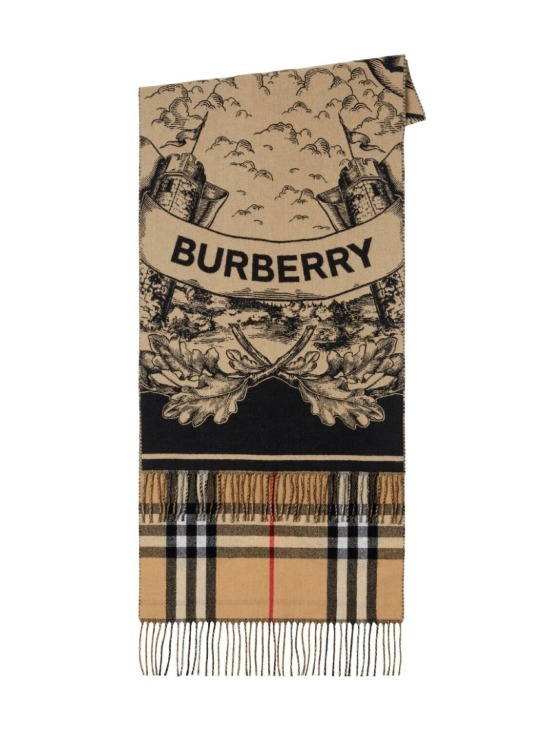 

Двусторонний кашемировый шарф Burberry, бежевый