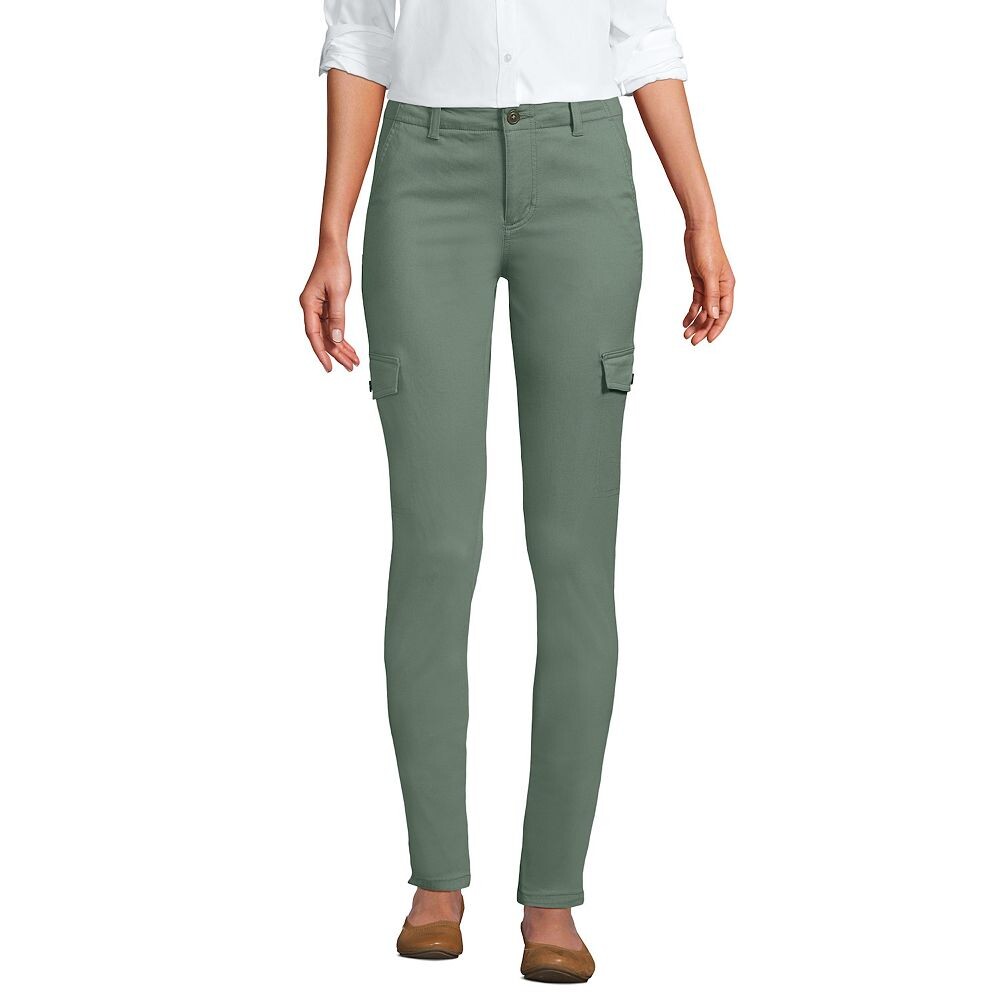 

Женские узкие брюки-чиносы Lands End со средней посадкой Lands' End, цвет Lily Pad Green