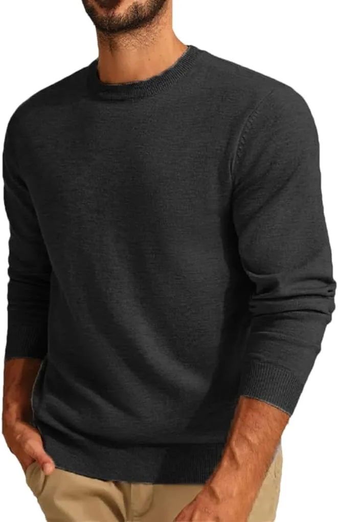 

Мужской легкий вязаный свитер с круглым вырезом