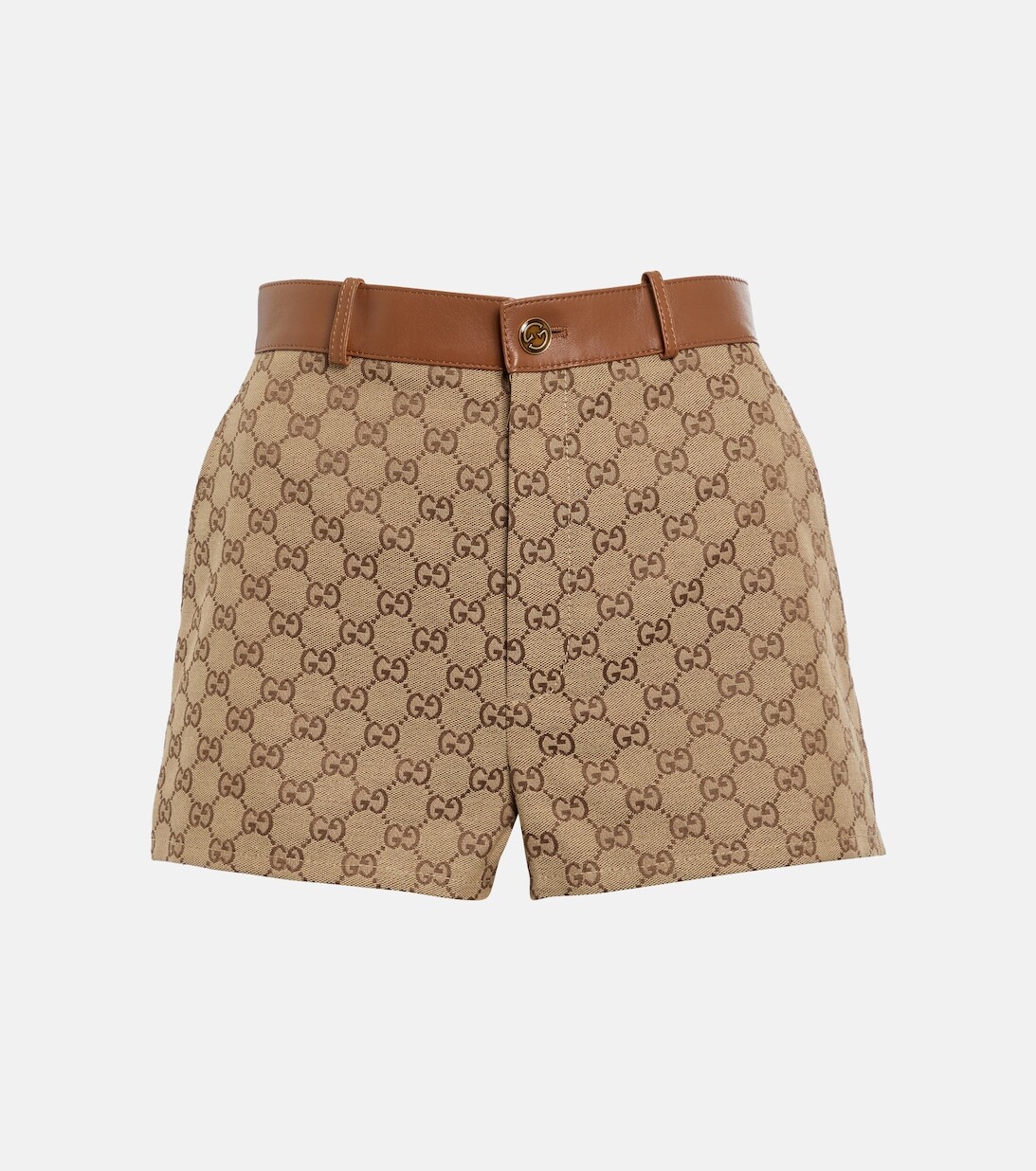 

Шорты GG Supreme с кожаной отделкой GUCCI, коричневый