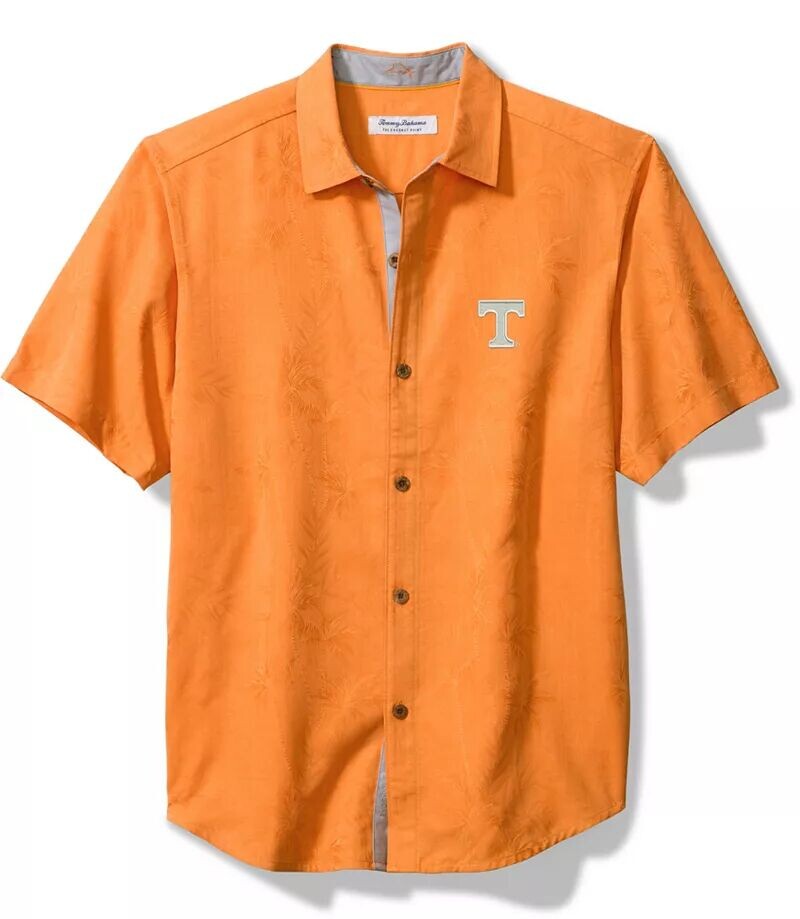 

Мужская рубашка на пуговицах с короткими рукавами Tommy Bahama Tennessee Volunteers Tennessee Orange Palm Vista