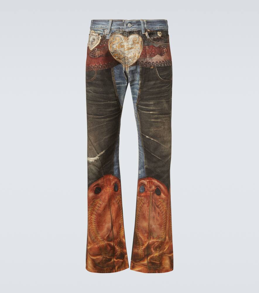 

Джинсы прямые низкие с эффектом trompe l’œil Acne Studios, Blue/Black