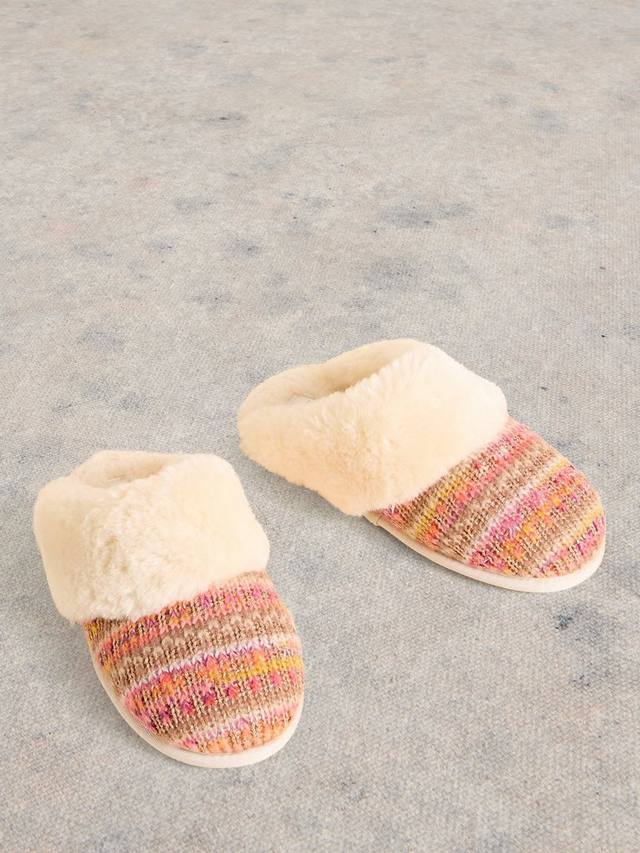 Вязаные тапочки из искусственного меха мула White Stuff, кремовый/разноцветный — фото 4