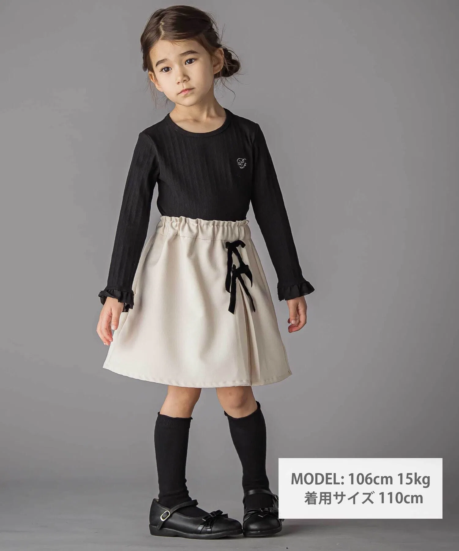 Детские юбка-брюки с бантом BeBe Petits Pois Vert серые — фото 2