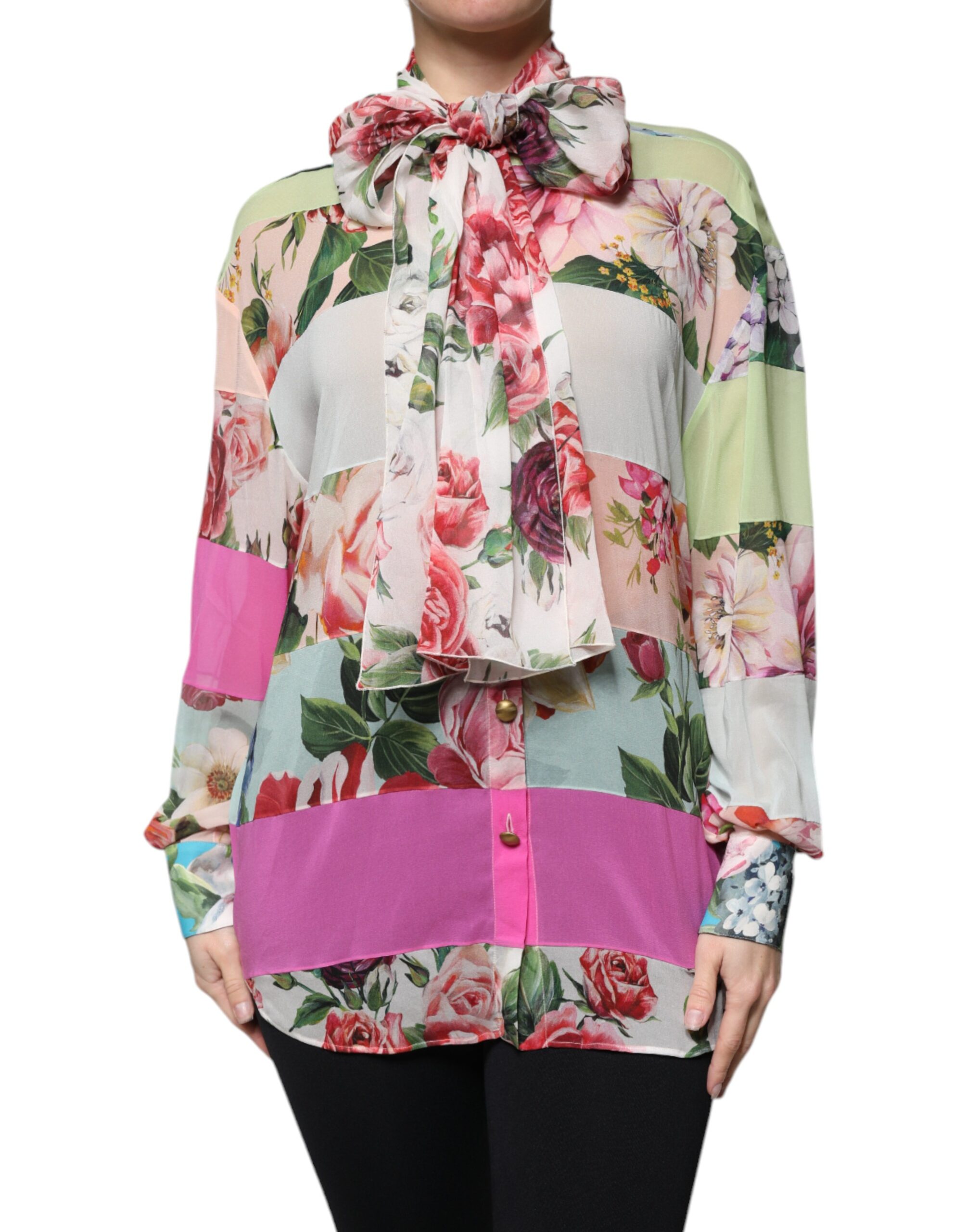 

Топ с разноцветным цветочным лоскутным воротником Ascot Dolce & Gabbana