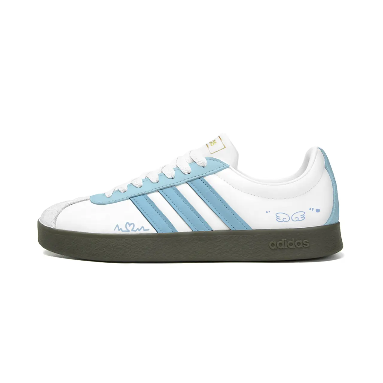 

Adidas VL COURT 20 Big Fish Manufacturing, Ice Blue Essence, кожа, износостойкая, нескользящая, низкие кеды