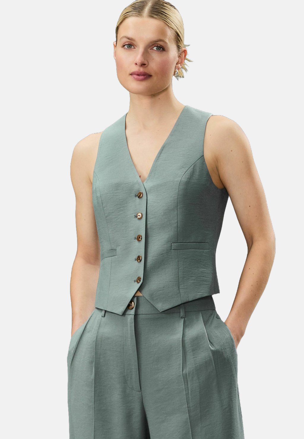 

Топ без рукавов BUTTON THROUGH V-NECK Next, серый