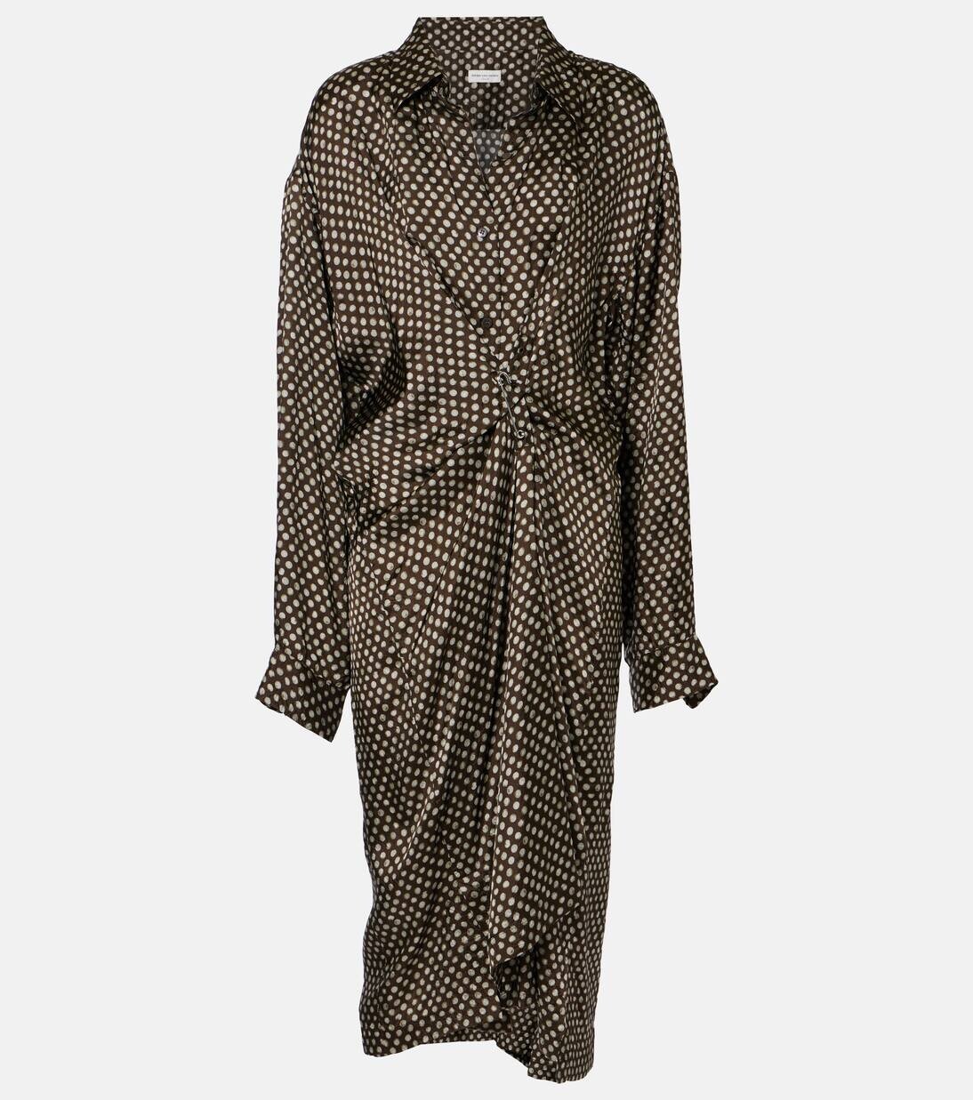 

Платье миди с принтом Dries Van Noten, темно-коричневый