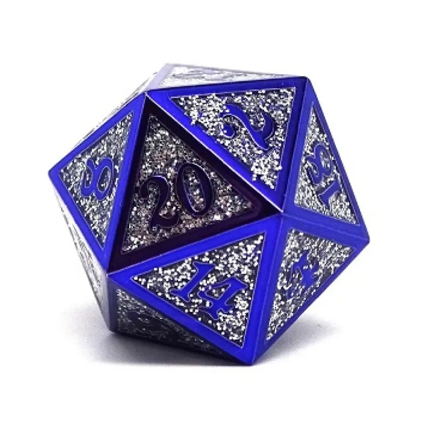 

Металл d20 — героический кубик металлического блеска — серебро с фиолетовым, Dice - Metal Single Dice (Easy Roller Dice)