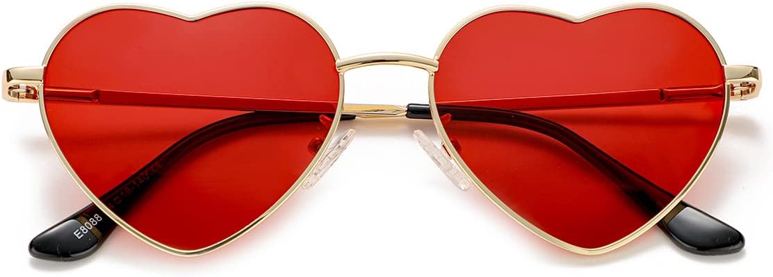 

Поляризованные солнцезащитные очки NIDOVIX в форме сердца для женщин, винтажный стиль, милые и очаровательные солнцезащитные очки с металлической оправой и защитой от УФ-излучения UV400, A1 Gold/Red