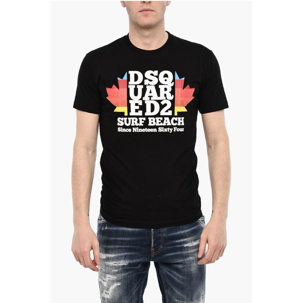 

Футболка из хлопка с круглым вырезом и крупным принтом спереди Dsquared2, Black
