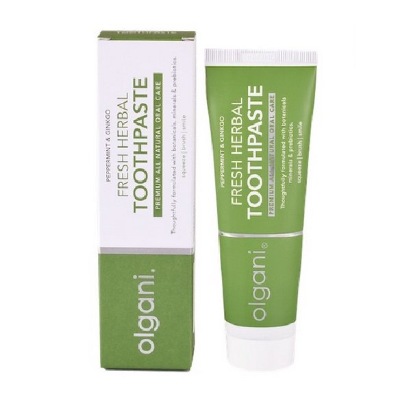 

Olgani, зубная паста Fresh Herbal, освежающая зубная паста с перечной мятой и гинкго, 75 мл