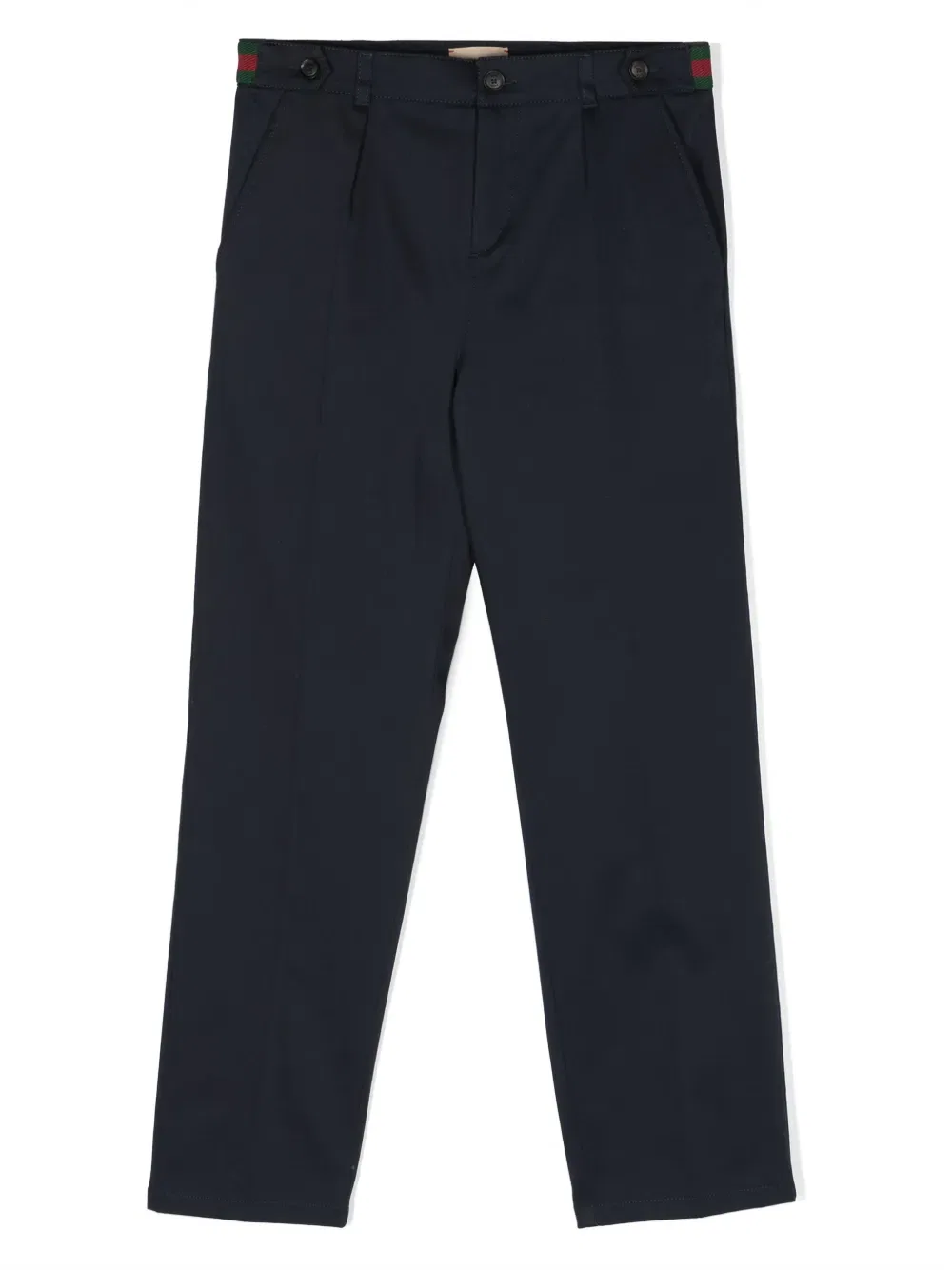 Брюки прямого кроя с полосками Web-Stripe Gucci Kids, синий