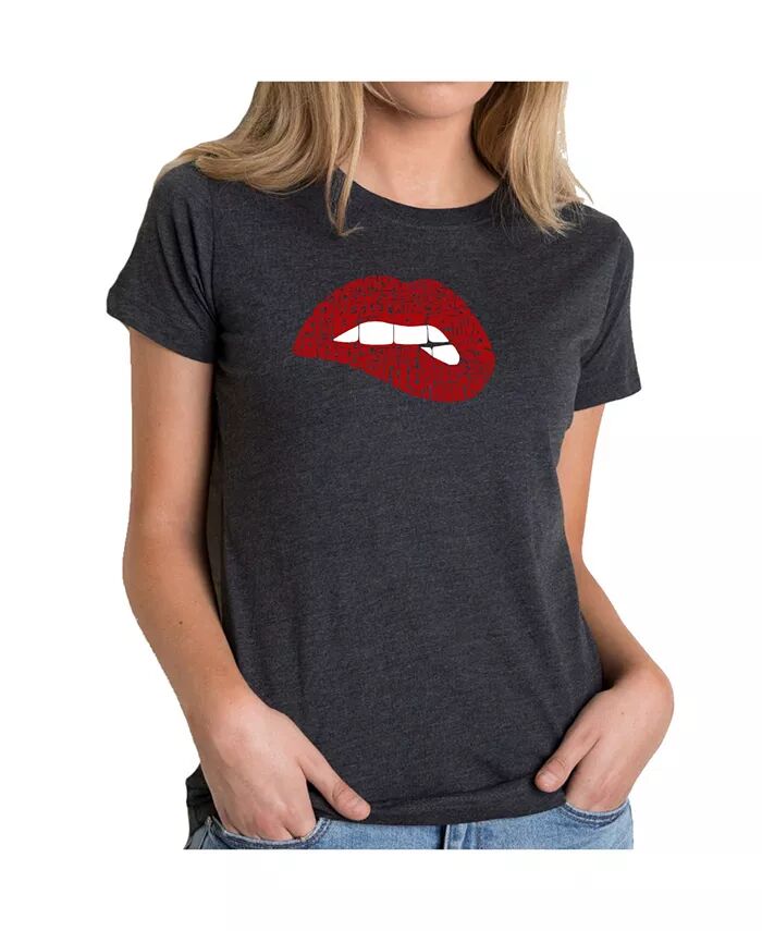 

Женская футболка премиум-класса Word Art - Savage Lips LA Pop Art, черный