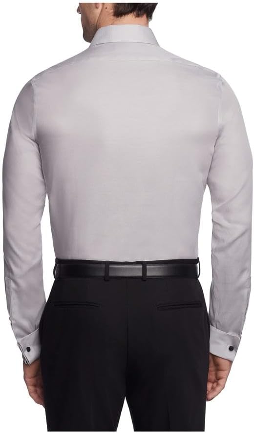 Мужская рубашка Calvin Klein Slim Fit Non Iron Solid French Cuff с манжетами - эксклюзивно на Amazon, Smoke — фото 2