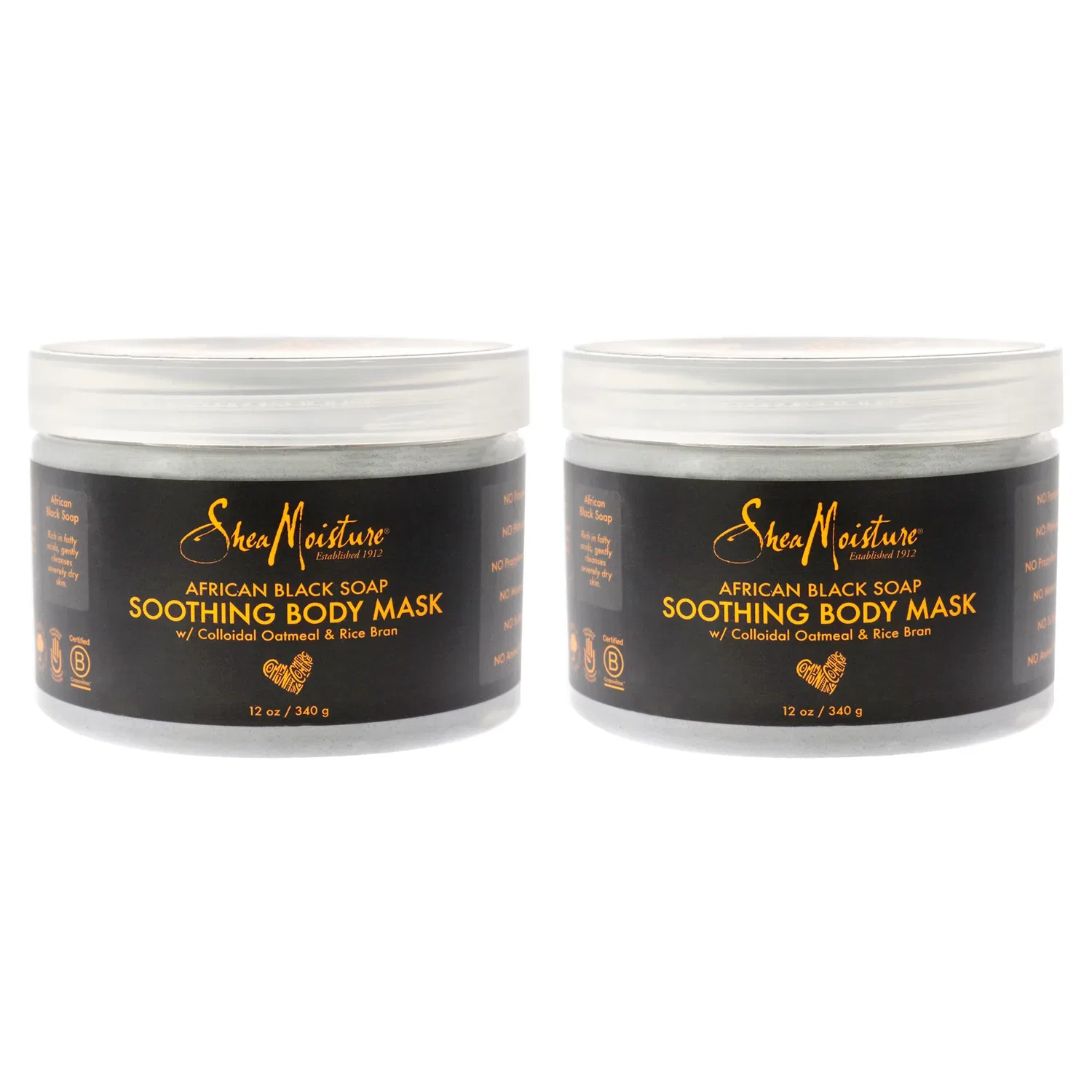 Успокаивающая маска для тела из африканского черного мыла от Shea Moisture (2 шт.), подходит как для мужчин, так и для женщин (355 мл)